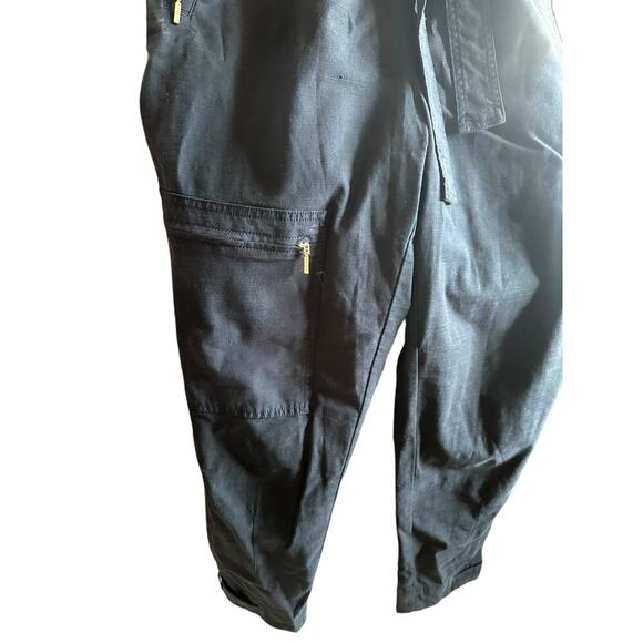 Anthropologie Black & Gold Utility Jumpsuit, Belted, Relaxed Fit, Women’s small - Picture 10 of 13